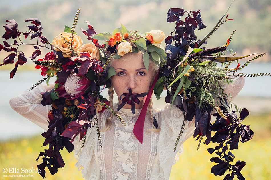 Napa Bridal Portraits, Freckled & Charred, flower inspiration by Photographer Ella Sophie