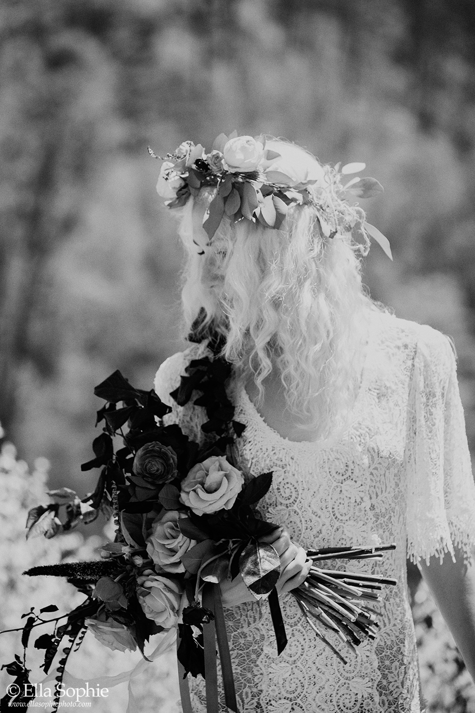 Black and white artistic bridal portraits by Oakland Wedding Photographer Ella Sophie