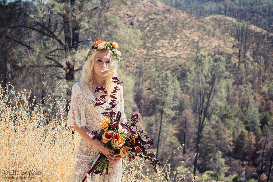 Burnt Landscape, Napa CA. Bridal Portrait of Zoe West, by Wedding Photographer Ella Sophie