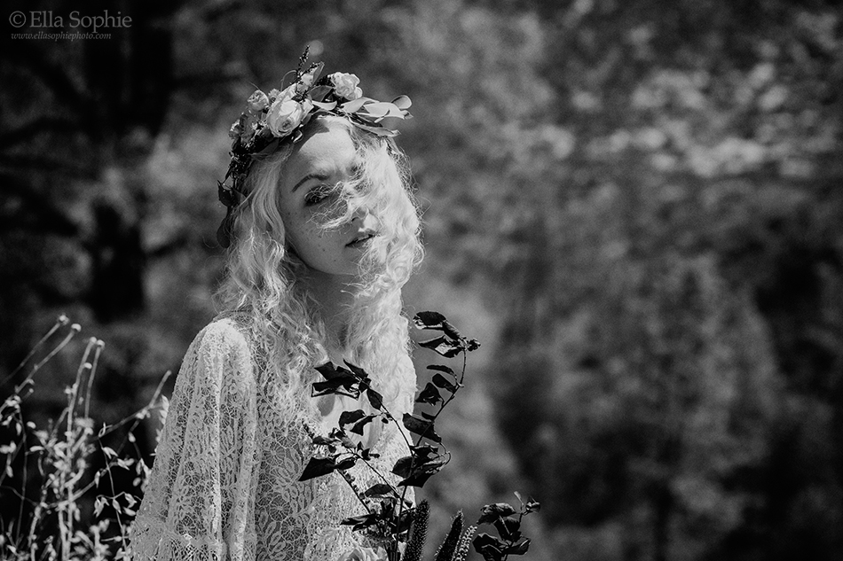 Moody black and white bridal portraits by Ella Sophie, Oakland Photographer