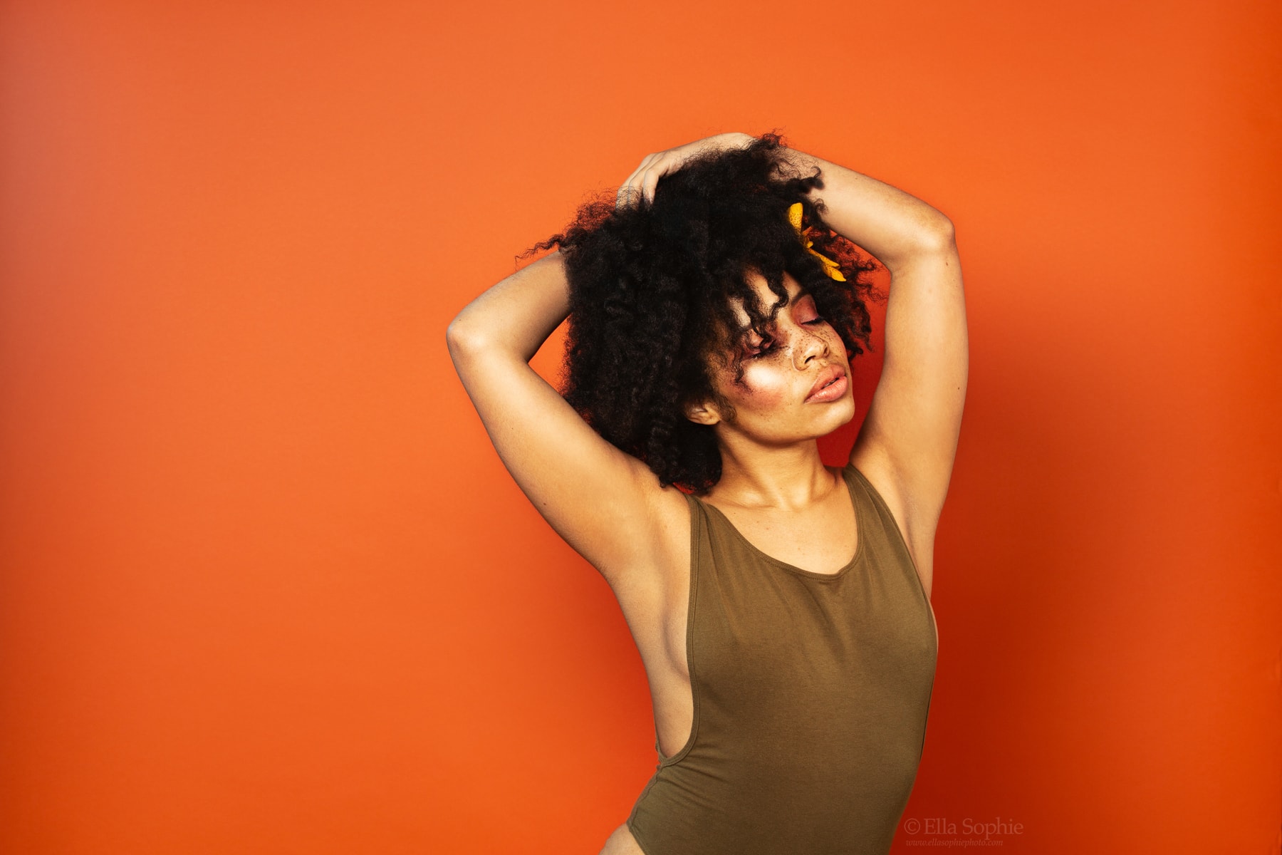 Empowering boudoir portrait by Ella Sophie, Queen of Freckles, Natural hair