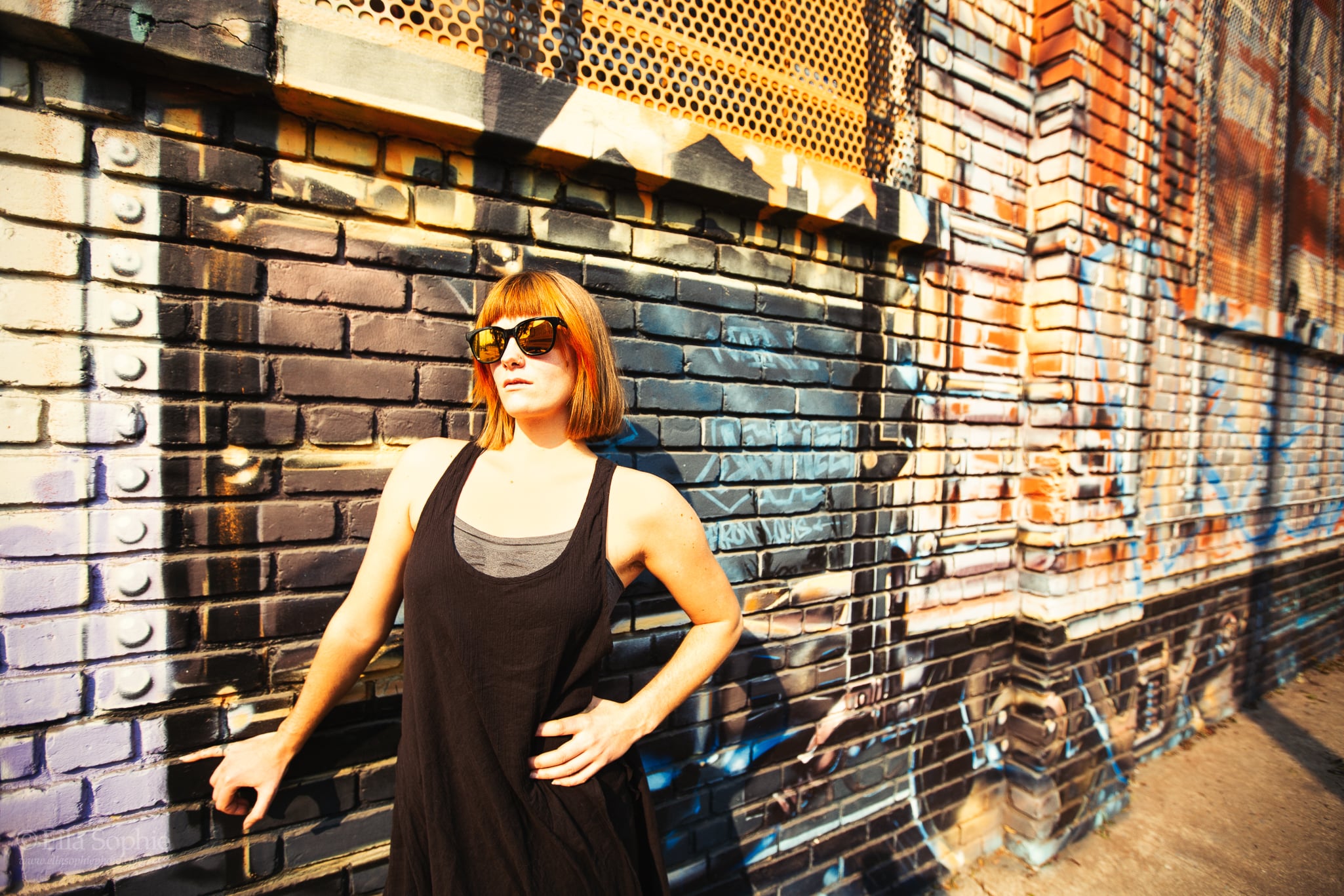 Orange bob cut, glasses, smoke. Oakland Street Portrait photography by Ella Sophie 