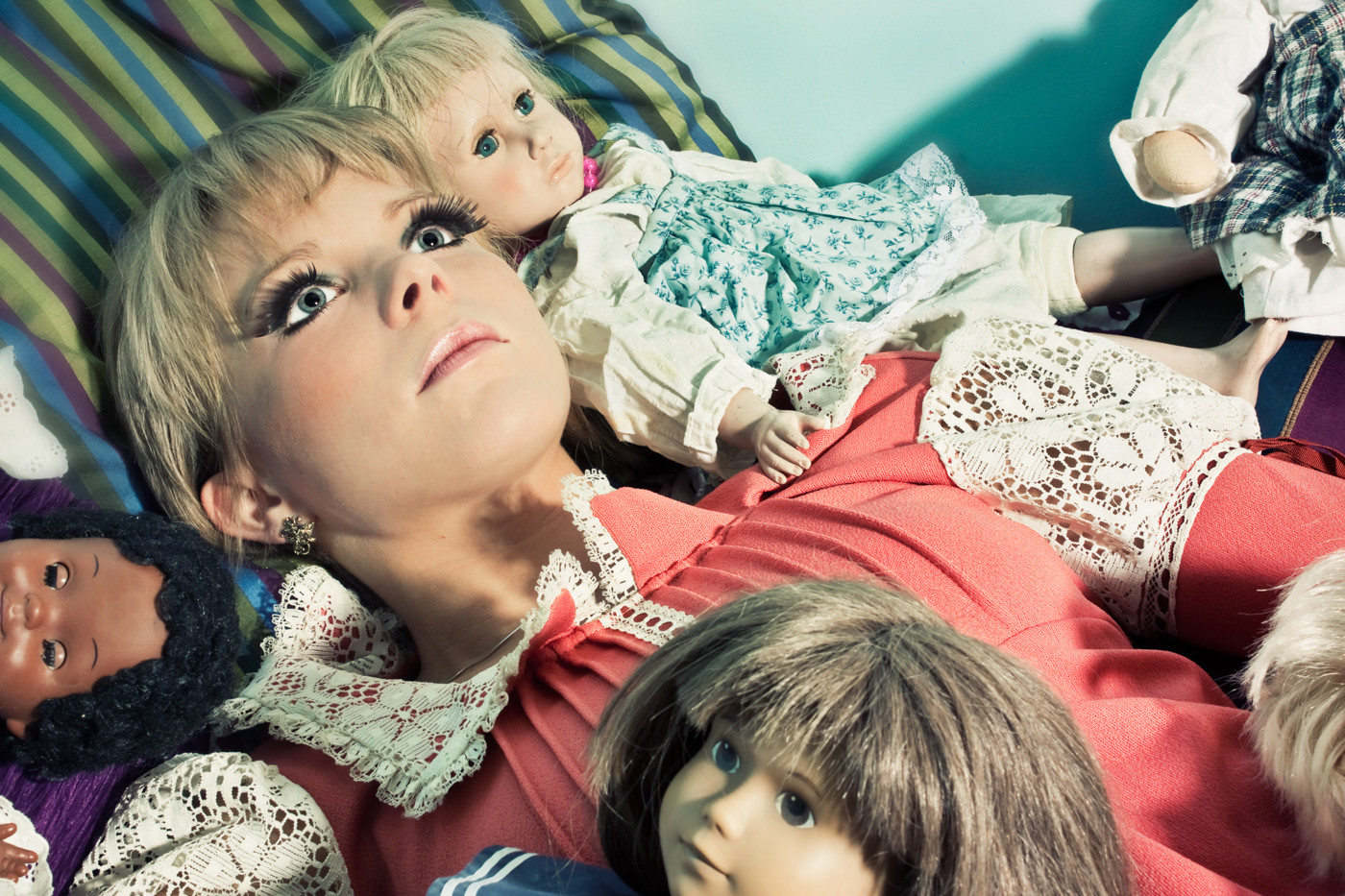 Feminist portrait of woman as a doll.