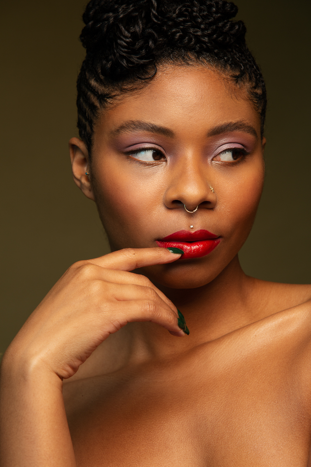 Confident portrait of black woman with red lips by San Francisco Bay Area Photographer Ella Sophie